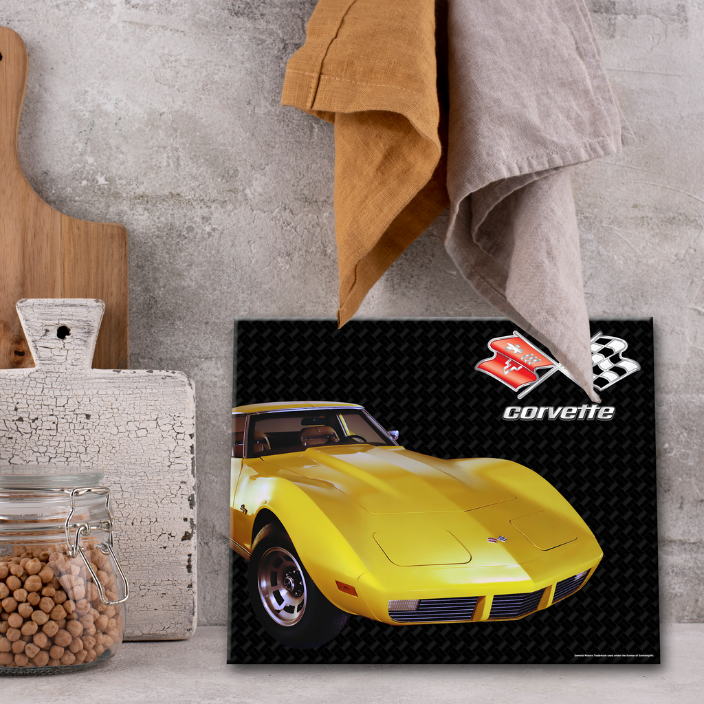 C3 Corvette Glass Cutting Board, Yellow, 12"x15" Tempered Glass, Made in the USA