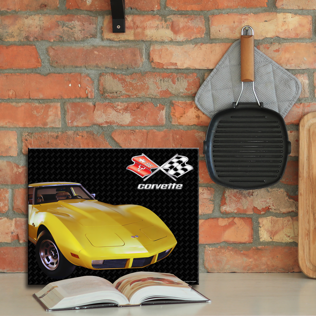 C3 Corvette Glass Cutting Board, Yellow, 12"x15" Tempered Glass, Made in the USA