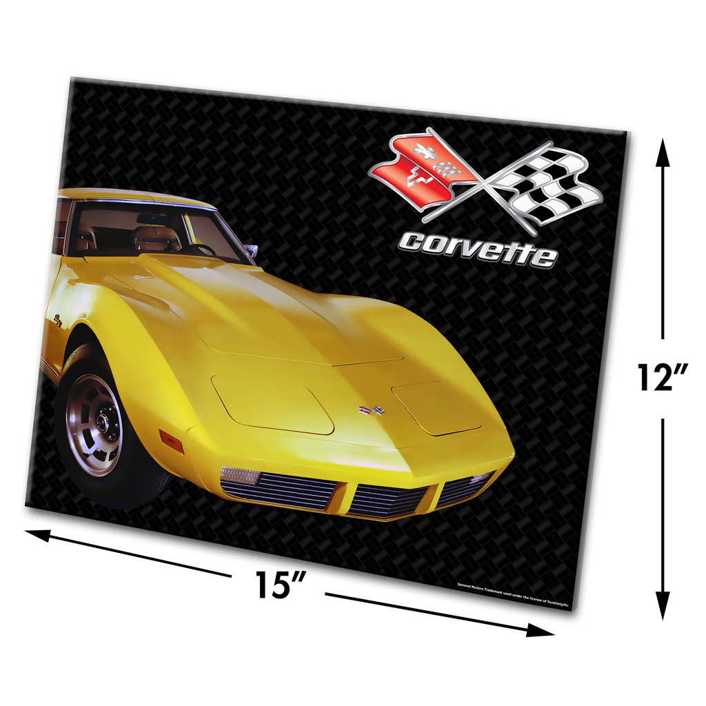 C3 Corvette Glass Cutting Board, Yellow, 12"x15" Tempered Glass, Made in the USA