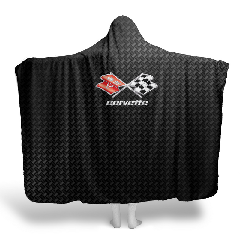 C3 Corvette Hooded Blanket – Carbon Background & Sherpa Fleece, Built for the Drive, Styled for the Chill, 2 Sizes