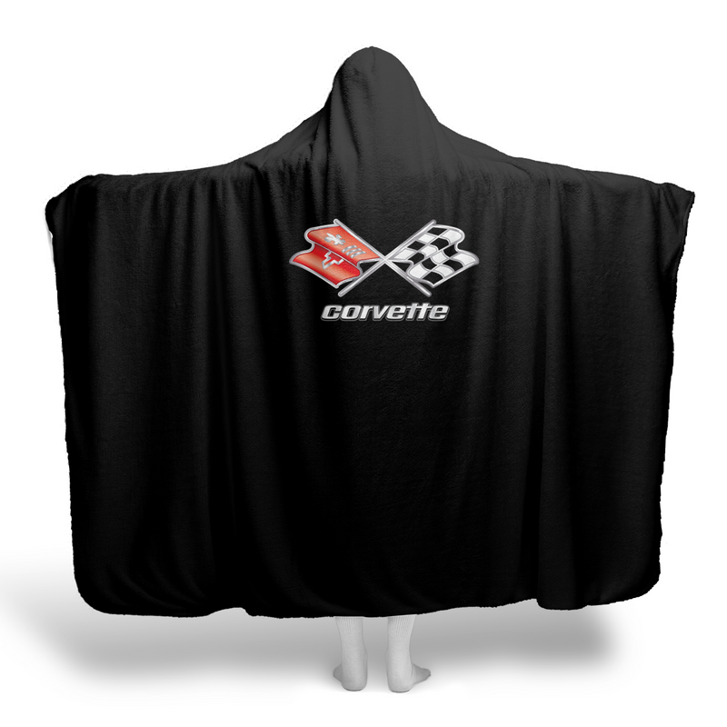 C3 Corvette Collector's Hooded Blanket – Solid Black Background & Sherpa Fleece, Built for the Drive, Styled for the Chill, 2 Sizes