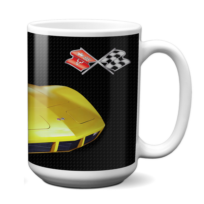 C3 Corvette 15oz Ceramic Mug Yellow, Perfect for Corvette Fans, Made in the USA