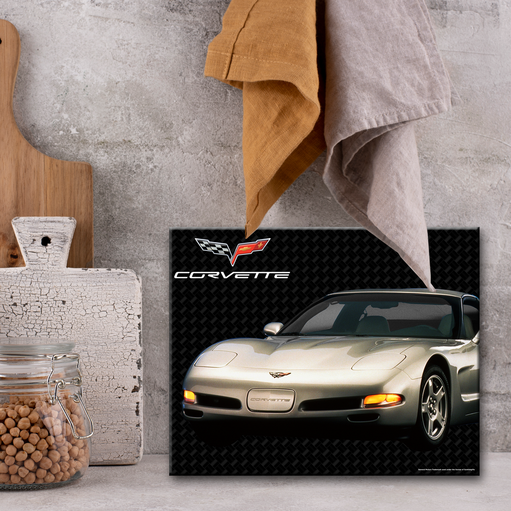 C5 Corvette Glass Cutting Board,Gold, 12"x15" Tempered Glass, Made in the USA