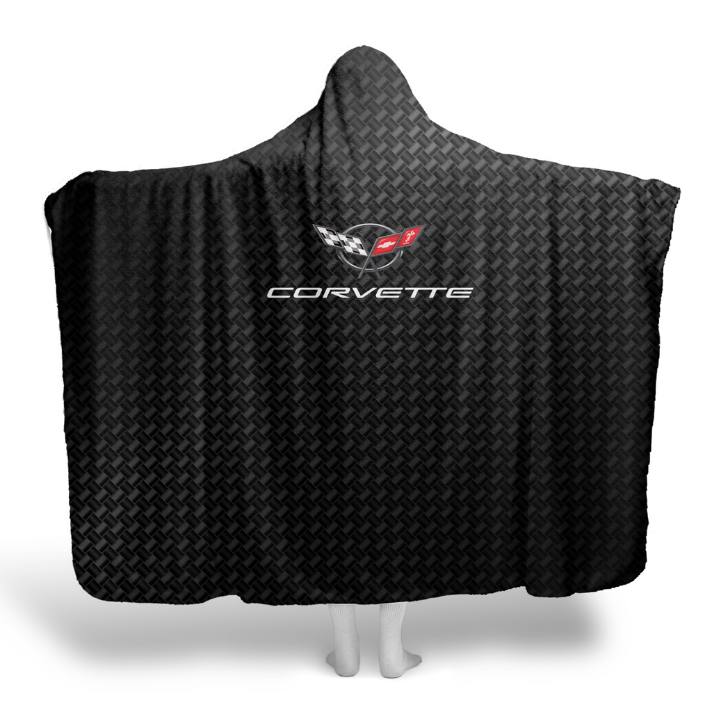 C5 Corvette Hooded Blanket – Carbon Background & Sherpa Fleece,  Built for the Drive, Styled for the Chill, 2 Sizes