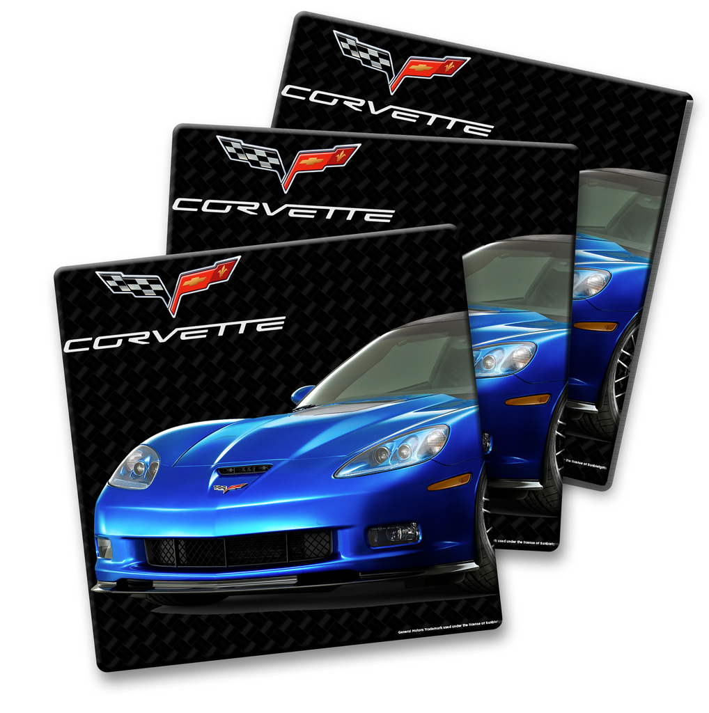 C6 Corvette Ceramic 4x4 inch Coaster Blue, Made in the USA