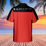C6 Chevrolet Corvette Hawaiian Shirt Victory Red and Black Color Block Men's Short Sleeve Button-Up Casual Camp Shirt