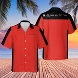 C6 Chevrolet Corvette Hawaiian Shirt Victory Red and Black Color Block Men's Short Sleeve Button-Up Casual Camp Shirt