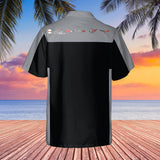 C6 Chevrolet Corvette Hawaiian Shirt Black and Machine Silver Metallic Color Block Men's Short Sleeve Button-Up Casual Camp Shirt