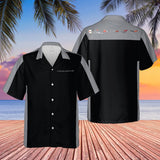 C6 Chevrolet Corvette Hawaiian Shirt Black and Machine Silver Metallic Color Block Men's Short Sleeve Button-Up Casual Camp Shirt