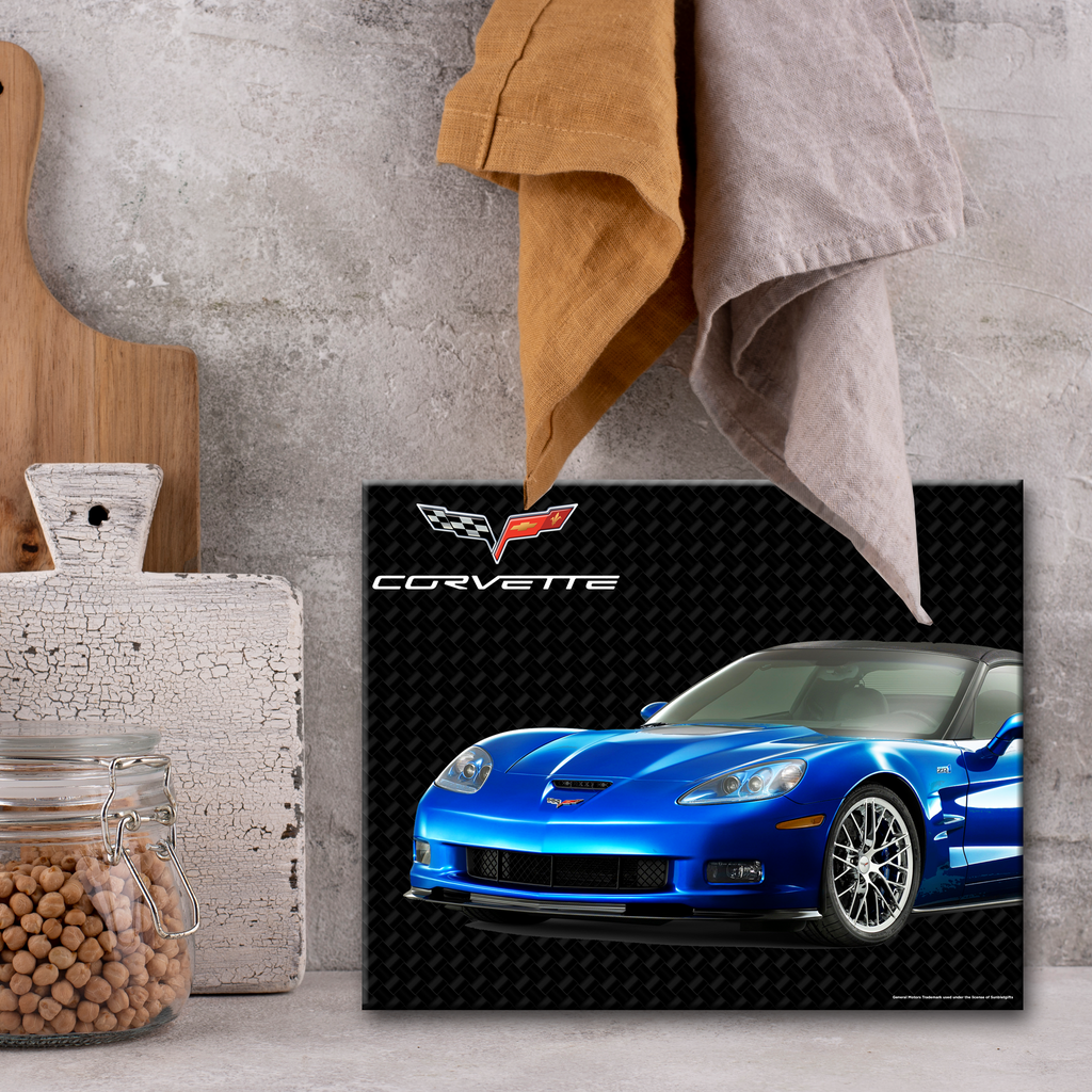 C6 Corvette Glass Cutting Board, Blue, 12"x15" Tempered Glass, Durable Kitchen Essential, Made in the USA