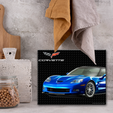 C6 Corvette Glass Cutting Board, Blue, 12"x15" Tempered Glass, Made in the USA