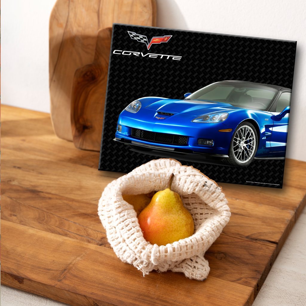 C6 Corvette Glass Cutting Board, Blue, 12"x15" Tempered Glass, Durable Kitchen Essential, Made in the USA