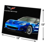 C6 Corvette Glass Cutting Board, Blue, 12"x15" Tempered Glass, Durable Kitchen Essential, Made in the USA