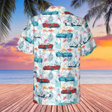 C6 Corvette Herren-Hemd im Hawaii-Stil, mehrfarbig, kurzärmlig, mit Knöpfen vorne