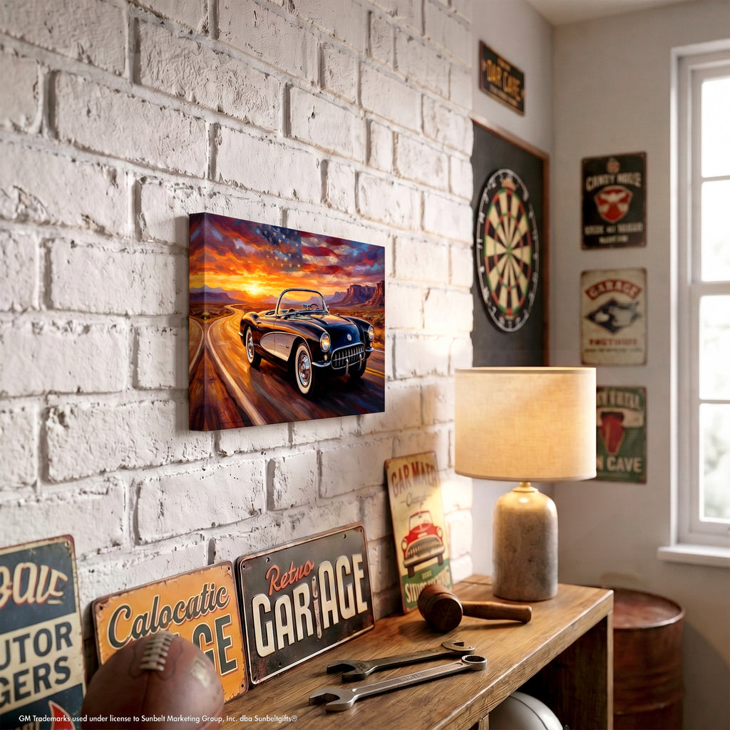 Corvette C1 Black C1 Americana Highway Canvas Wall Art