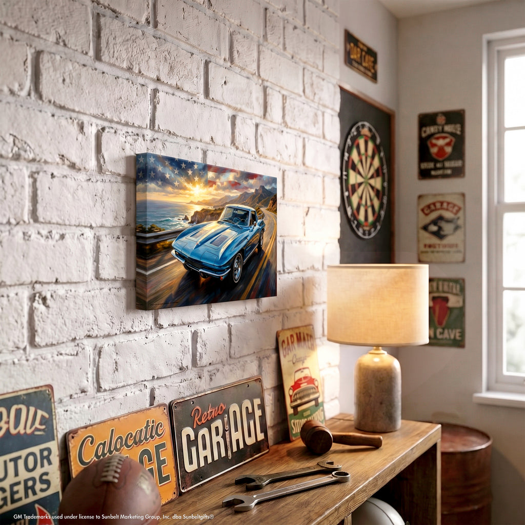 Corvette C2 Pacific Coast Highway Canvas Wall Art