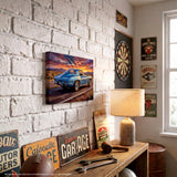 Corvette C2 Rearview Highway Canvas Wall Art