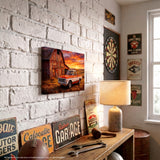 Chevy C10 Orange and White Barn Canvas Wall Art