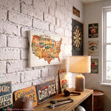 Legends of Route 66 Vintage Burnt Orange USA Map America's Main Street Canvas Wall Art