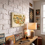 Legends of Route 66 Vintage Sepia USA Map The Mother Road Americana Canvas Wall Art