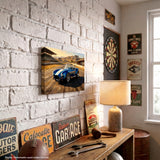 Carroll Shelby Blue Cobra 427 Open-Top Roadster Racetrack Canvas Wall Art