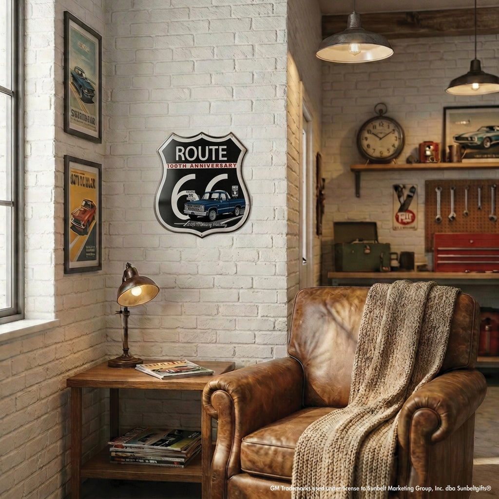 1987 Chevrolet C10 Dark Blue Route 66 100th Anniversary Die Cut Shield USA Made Metal Sign- Available in 2 sizes (Copy)