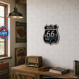 1987 Chevrolet C10 Dark Blue Route 66 100th Anniversary Die Cut Shield USA Made Metal Sign- Available in 2 sizes (Copy)