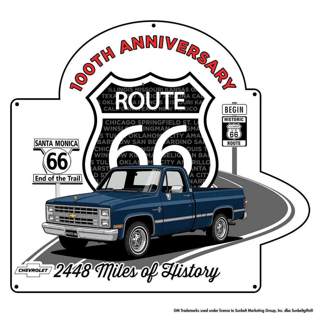 1987 Chevrolet C10 Dark Blue Route 66 100th Anniversary Die Cut USA Made Metal Sign- Available in 2 sizes (Copy)