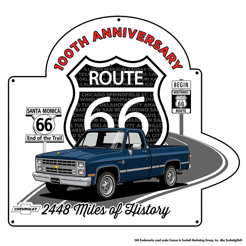 1987 Chevrolet C10 Dark Blue Route 66 100th Anniversary Die Cut USA Made Metal Sign- Available in 2 sizes (Copy)