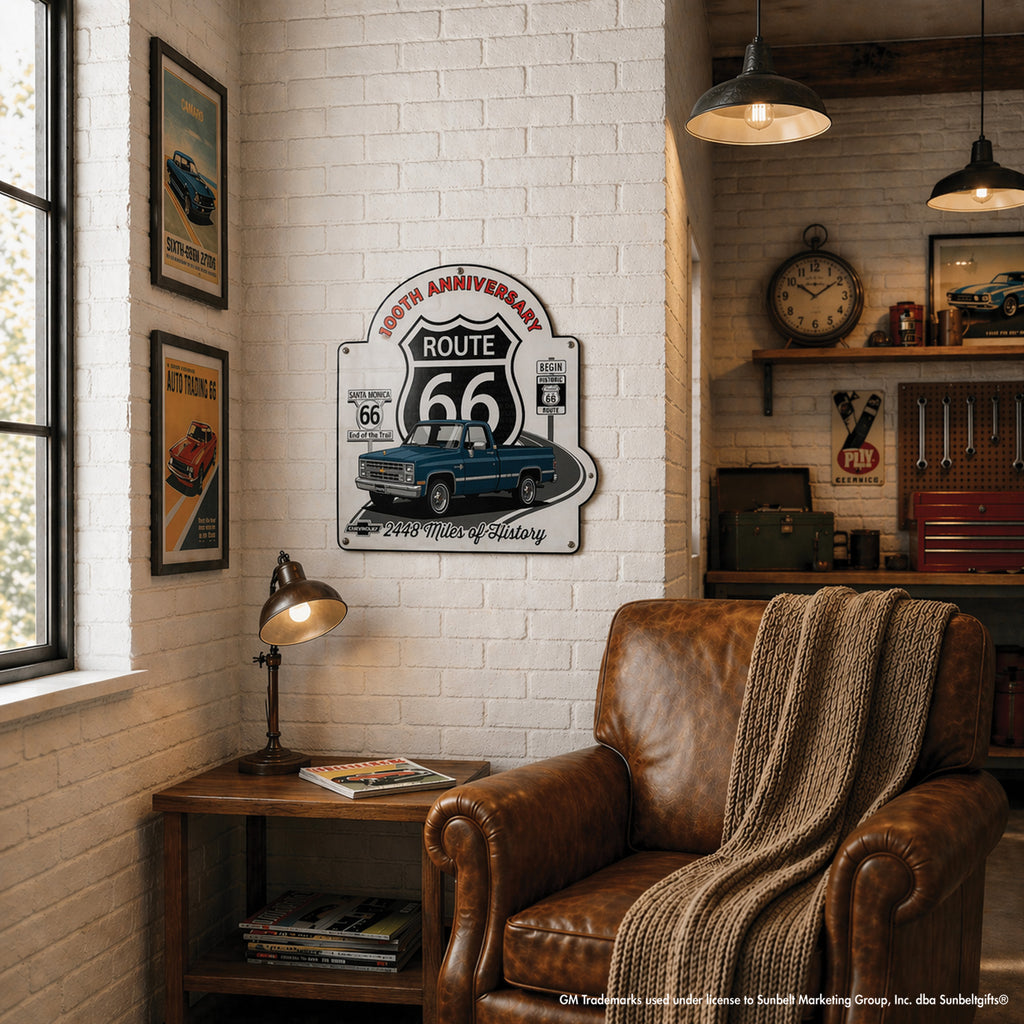 1987 Chevrolet C10 Dark Blue Route 66 100th Anniversary Die Cut USA Made Metal Sign- Available in 2 sizes (Copy)