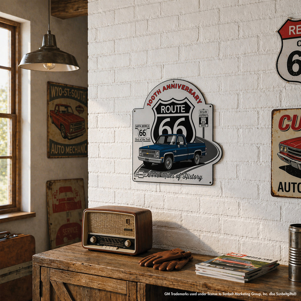 1987 Chevrolet C10 Dark Blue Route 66 100th Anniversary Die Cut USA Made Metal Sign- Available in 2 sizes (Copy)