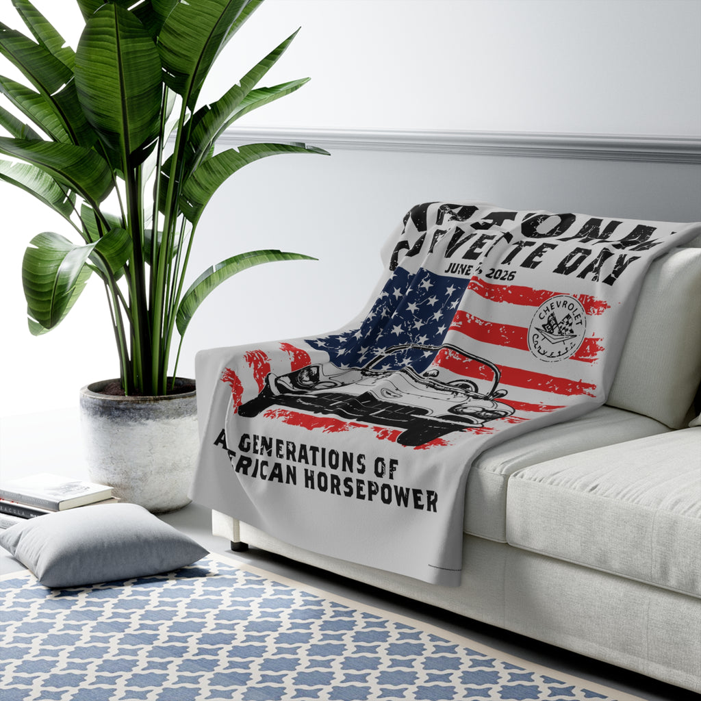2026 National Corvette Day Limited Edition Sherpa Fleece Blanket – 50" x 60" Available in Navy and Gray