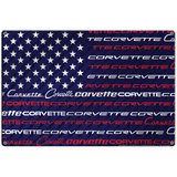 Corvette Script USA Flag Design 18"x12" Metal Wall Decor – Vintage Muscle Car Premium Aluminum Wall Art, Classic Muscle Car Decor for Garage, Man Cave, Bar, or Home