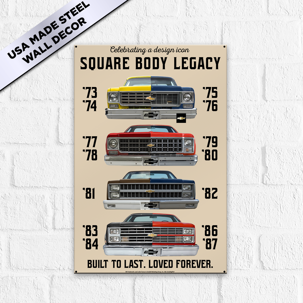 Chevrolet C10 Truck USA‑Made Steel Wall Décor 12” x 18” – Square Body Evolution Sign