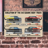 Chevrolet C10 Truck USA‑Made Steel Wall Décor 18” x 12” – Square Body Evolution Sign