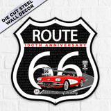 C1 Corvette Route 66 100th Anniversary Die-Cut Shield – Red Convertible Edition-Available in 2 Sizes