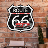 Route 66 100th Anniversary Die-Cut Shield – Red Convertible Edition-Available in 2 Sizes