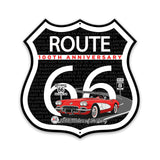 Route 66 100th Anniversary Die-Cut Shield – Red Convertible Edition-Available in 2 Sizes