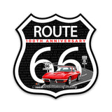 C2 Corvette Route 66 100th Anniversary Die-Cut Shield – Red Convertible Edition-Available in 2 Sizes
