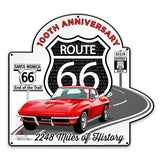 C2 Corvette Route 66 100th Anniversary Metal Sign-Legends of the Road, Available in 2 Sizes
