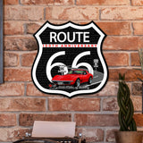 C3 Corvette Route 66 100th Anniversary Die-Cut Shield – Red Convertible Edition-Available in 2 Sizes