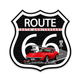C3 Corvette Route 66 100th Anniversary Die-Cut Shield – Red Convertible Edition-Available in 2 Sizes