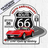 C3 Corvette Route 66 100th Anniversary Metal Sign - Legends of the Road, Available in 2 Sizes