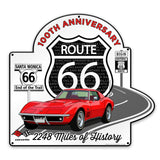 C3 Corvette Route 66 100th Anniversary Metal Sign - Legends of the Road, Available in 2 Sizes