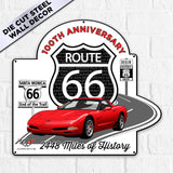 C5 Corvette Route 66 100th Anniversary Metal Sign, Legends of the Road - Available in 2 Sizes