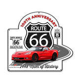 C6 Corvette Route 66 100th Anniversary Metal Sign-  Legends of the Road, Available in 2 Sizes
