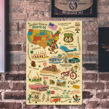 Legends of Route 66  with Mascots USA Made 22 Gauge 12 x 18 Metal Wall Decor– Sunbeltgifts® 100th Anniversary Edition