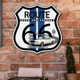 Route 66 100th Anniversary Die-Cut Shield Metal Sign, Blue Stripe  – Shelby GT350 Edition-Available in 2 Sizes