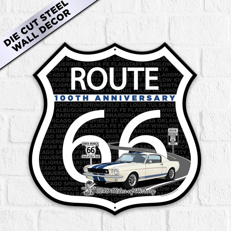 Route 66 100th Anniversary Die-Cut Shield Metal Sign – Shelby GT350 Edition-Available in 2 Sizes