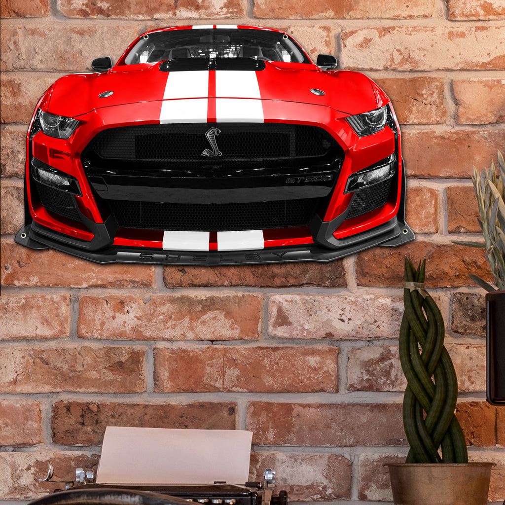 2022 Shelby GT500 Metal Wall Decor, Red with White Stripes, Made in USA, Garage or Man Cave Sign, Car Enthusiast Gift, 2 Sizes